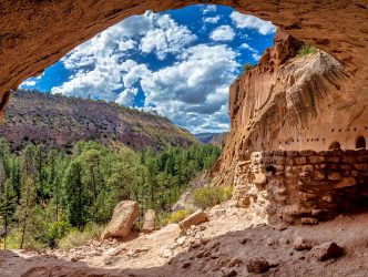 Panorama, landscape, cave, red rock, canyon, cave dwelling, indian, ancient people, religous, native, native americans, new mexico, south west,